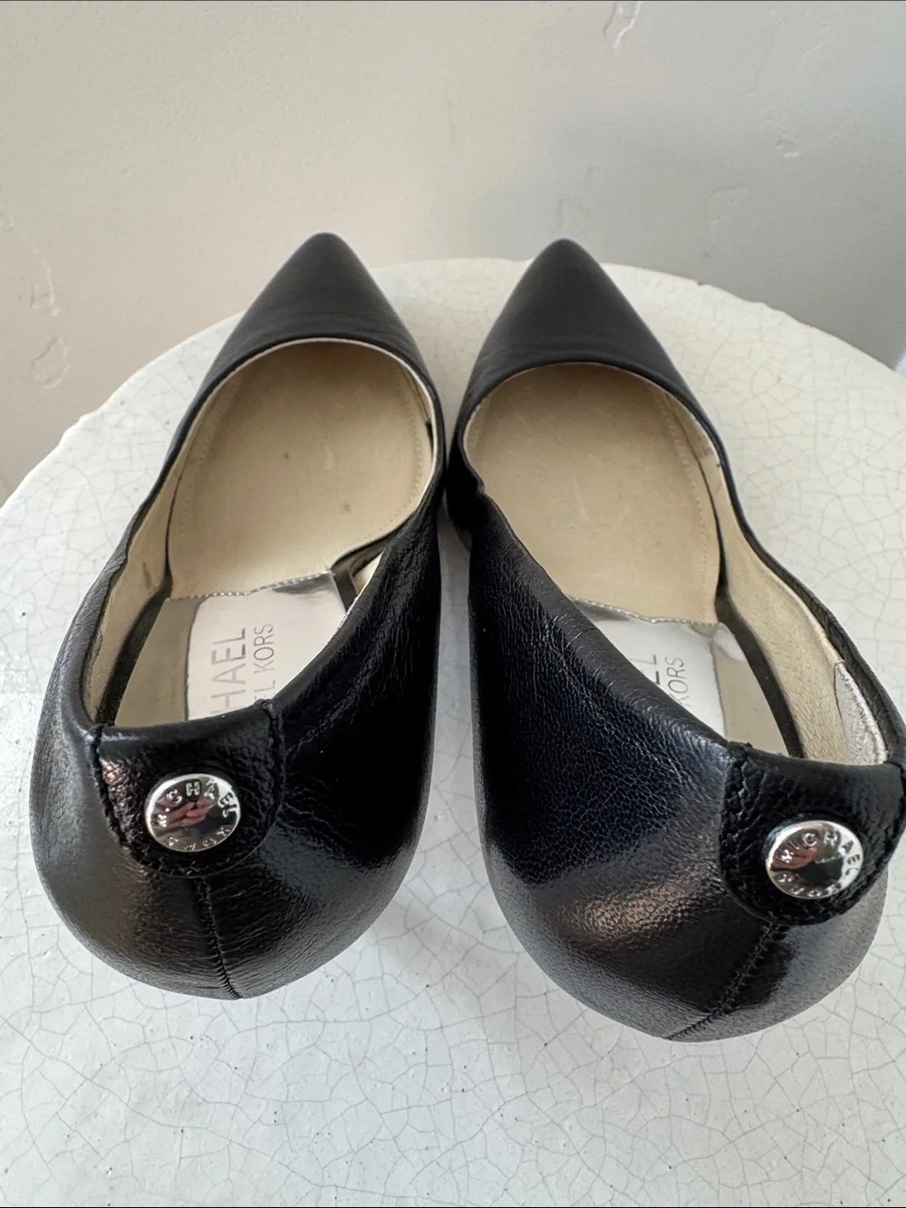 Michael Kors Black Pointed-Toe Leather Pumps Classic Special OccasionSize 7.5M
